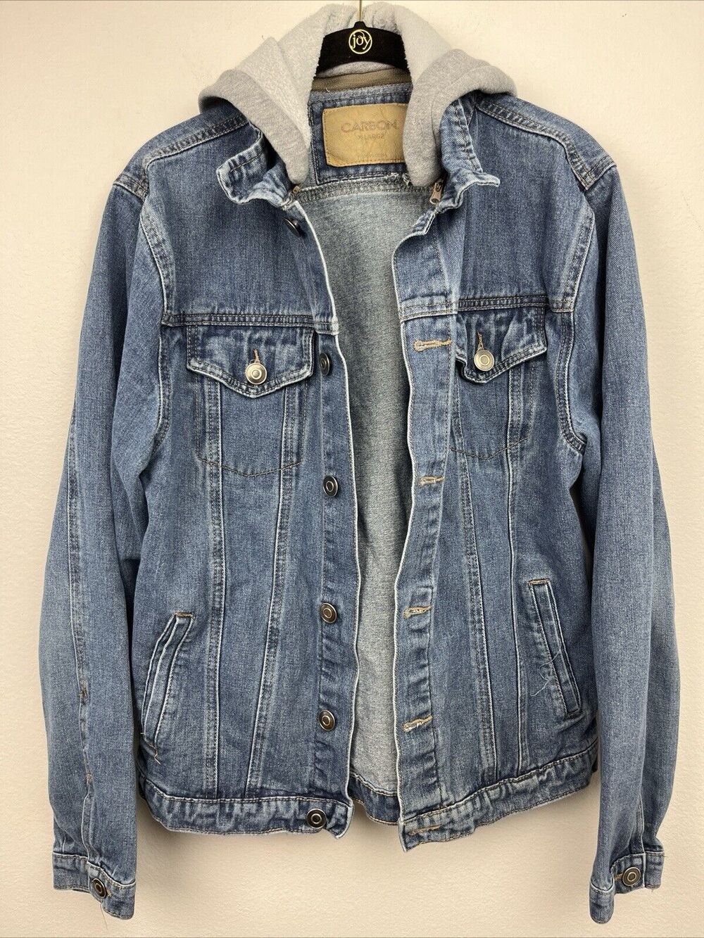 Carbon Long Sleeve Denim Hooded Blue Jean Jacket Women's